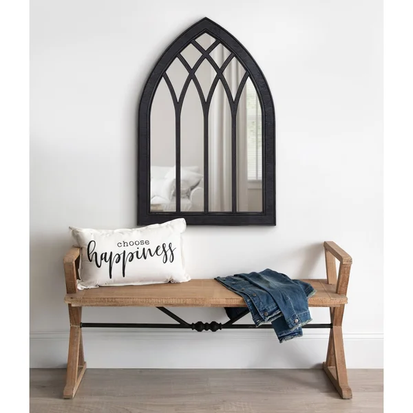 Kate and Laurel Winn 48-in L x 24-in W Arch Rustic Brown Framed Wall Mirror - 219974