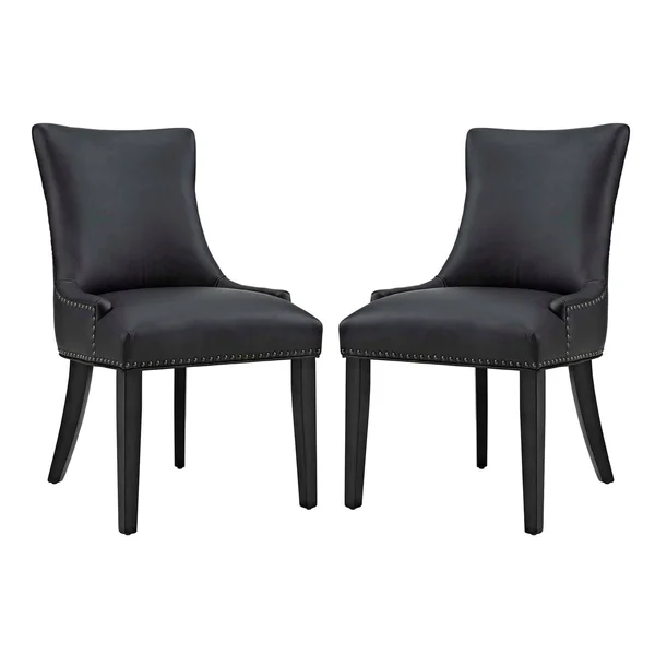 Modway Marquis Dining Chair Faux Leather Set of 2 - Black