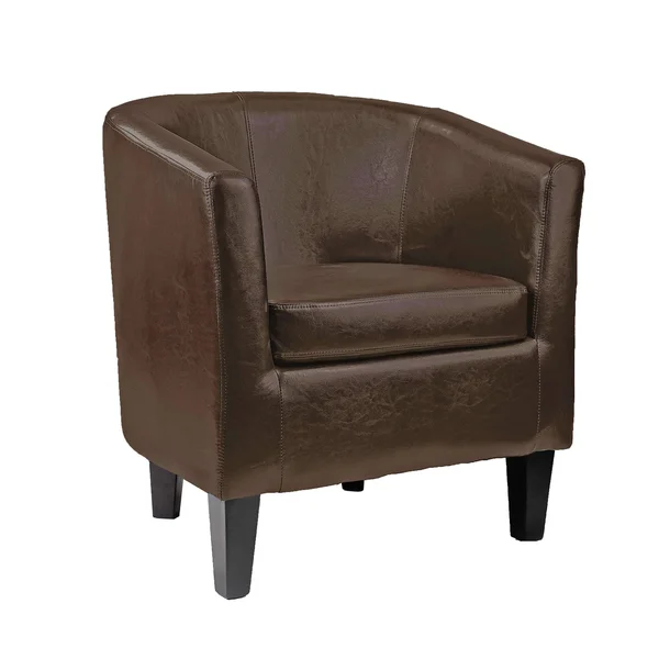 CorLiving Antonio Bonded Leather Tub Chair - Dark Brown