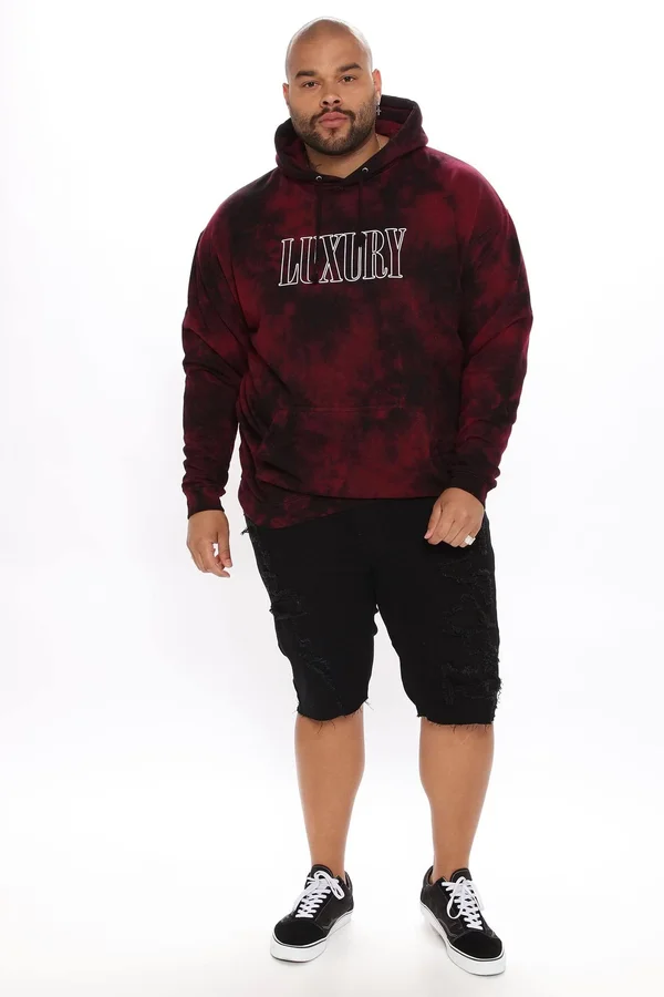 Mens Luxury Lifestyle Tie Dye Pullover Hoodie in Red Size Small by Fashion Nova