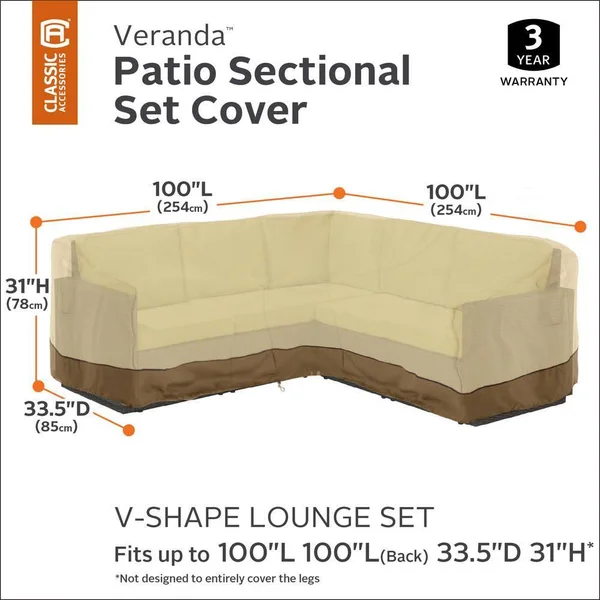 Classic Accessories Veranda Patio V-Shape Sectional Lounge Set Cover