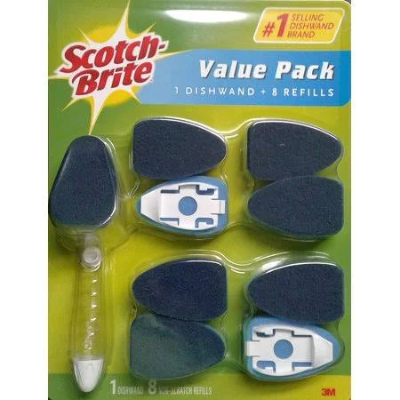 Scotch-Brite Value Pack Non-Scratch Clean Scrub Dishwand + 8 Refills by 3M