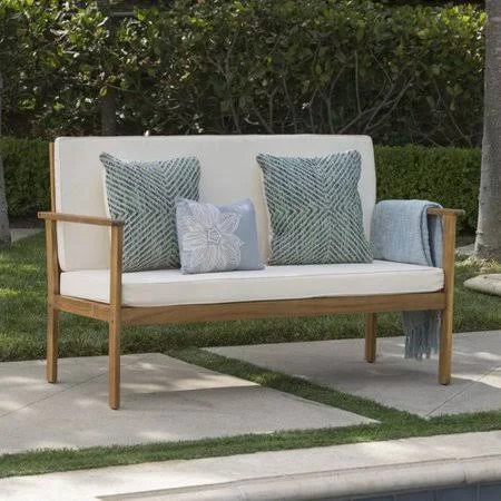 Doyon Upholstered Bench Ivy Bronx Upholstery: Cream - Color: Brown