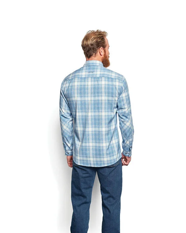 Men's Tech Chambray Work Shirt - Cobalt Plaid, Size Small, Synthetic, Orvis