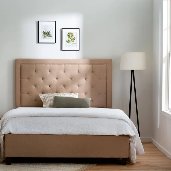 Brookside Upholstered Diamond Tufted Bed - Beige - Queen