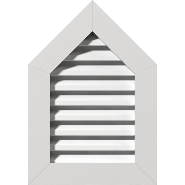 26 inchw x 24 inchh Peaked Top Gable Vent (31 inchw x 29 3/8 inchh Frame Size) 12/12 Pitch: Functional, PVC Gable Vent w/ 1 inch