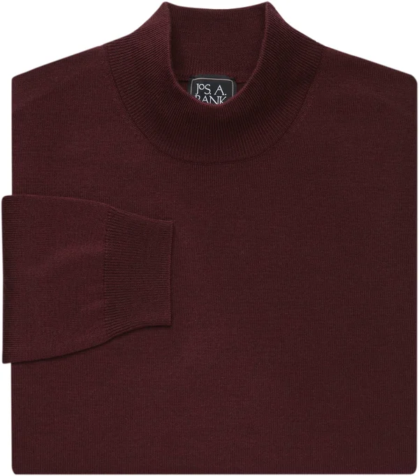 Jos. A. Bank Men's Traveler Collection Merino Wool Mock Neck Sweater - Plum, x Large