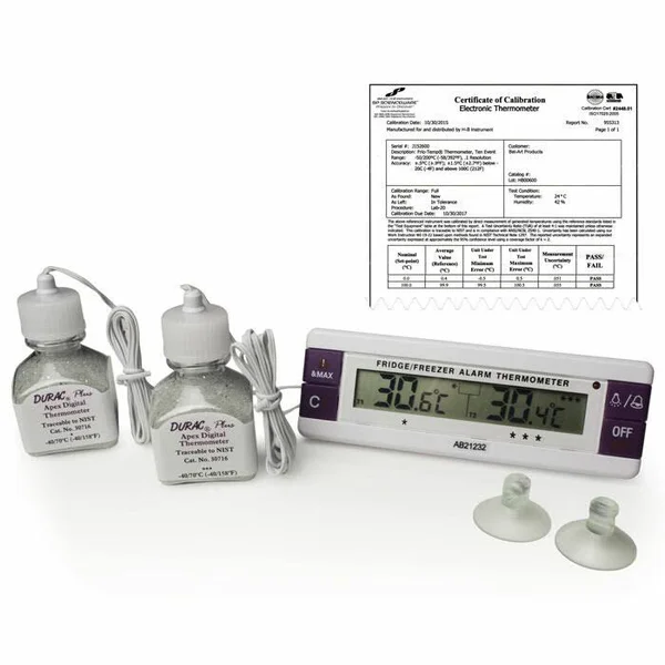Bel-Art 61000-0300 H-B Frio Temp Calibrated Dual Zone Electronic Verification Thermometer for Freezers, Refrigerators and Incuba