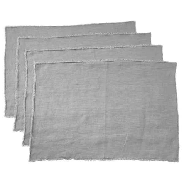 Saro Fringed Stone Washed Placemat (Set of 4), Yellow