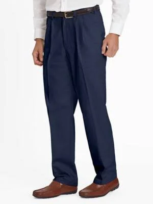 John Blair Men's Adjust-A-Band Relaxed-Fit Pleated Chinos, Navy Blue 42 XL