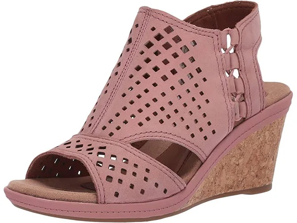 Women's Rockport COB Hill Janna Wedge Sandal - Size 6.5 W - Pink