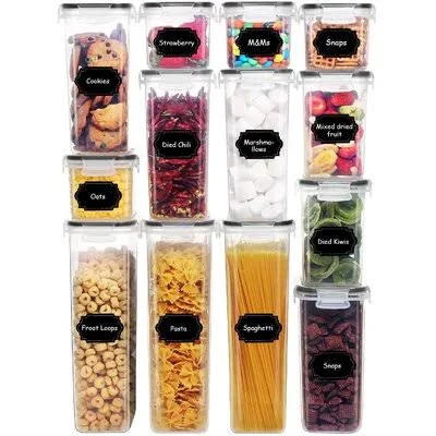 PRAKI Airtight Food Storage Container Set - 13 Pcs, BPA Free Plastic Dry Food Canisters with Lids, Kitchen Pantry Organization, I