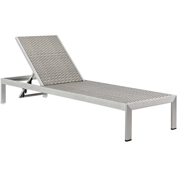 Modway Shore Outdoor Patio Aluminum Chaise with Cushions Silver Orange