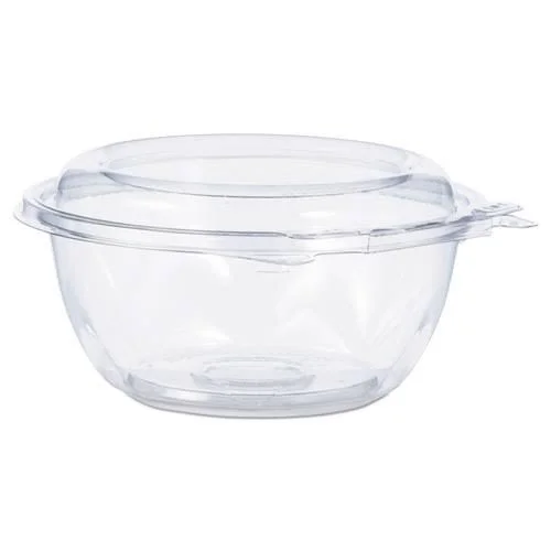 Dart CH64DEF 64 oz Tamper-Resistant Clear Hinged Container with Flat Lid (Case of 200)
