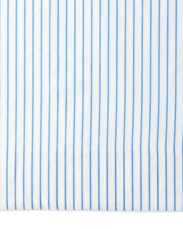 Ralph Lauren Prescott Stripe Flat Sheet - Queen - Summer Blue/White