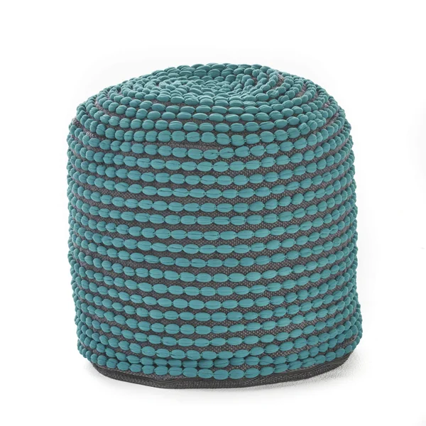 GDF Studio Rosalyn Fabric Round Pouf Ottoman - Turqoise