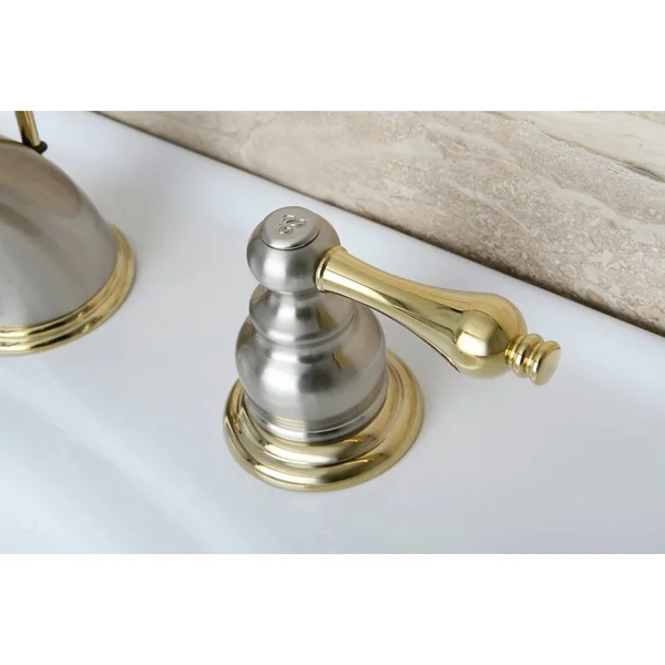 Kingston Brass KB979AL Victorian Widespread Bathroom Faucet - Satin Nickel, Polished Brass