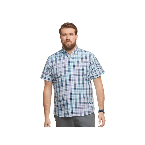 Izod Big and Tall Mens Short Sleeve Button-Down Shirt, Large Tall, Blue