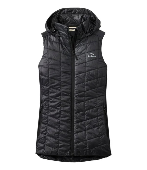 Women's Petite Primaloft Packaway Long Vest Black Small, L.L.Bean