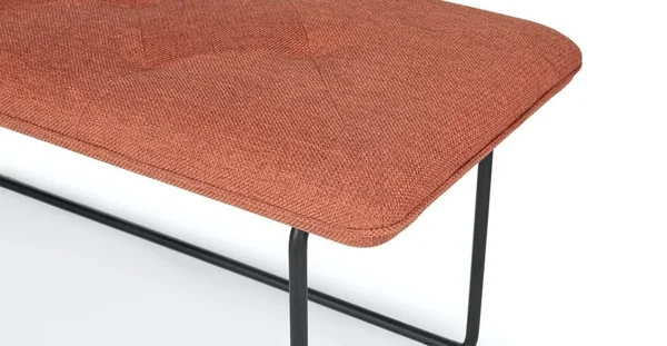 43x22 Tufted Red Fabric Bench, Metal Legs, Article Level Modern Furniture