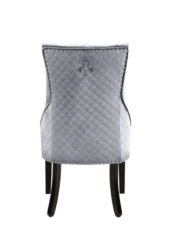 Iconic Home Machla Dining Chair Velvet Upholstered (Set of 2) Grey
