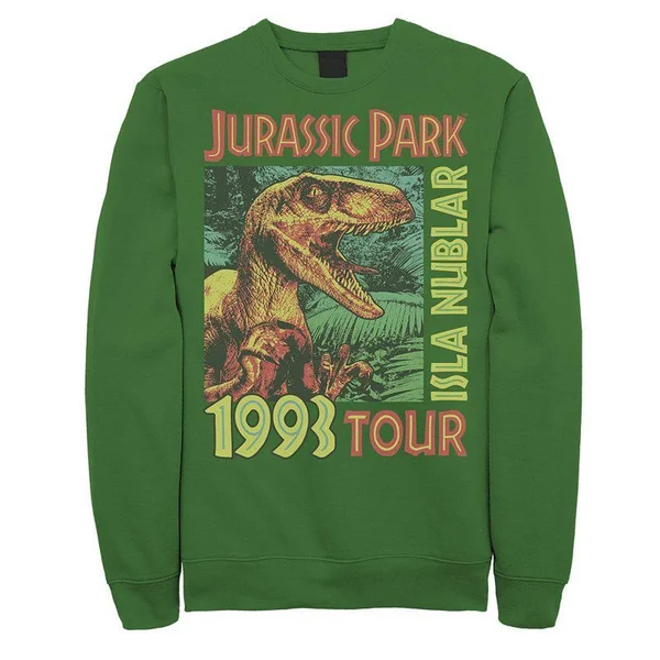 Men's Jusrassic Park Isla Nublar 1993 Tour Poster Sweatshirt - Size: XXL, Green
