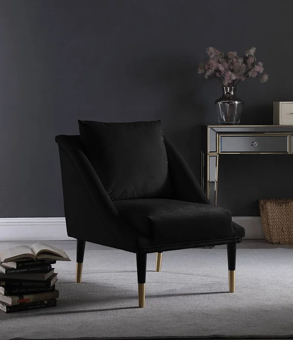 Meridian Furniture Elegante Black Velvet Accent Chair