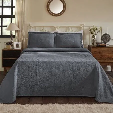Superior Jacquard Matelasse Fleur-de-lis Bedspread Set, Blue