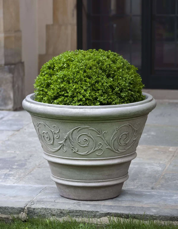 Campania International Arabesque Brown Stone Rolled Rim Planter