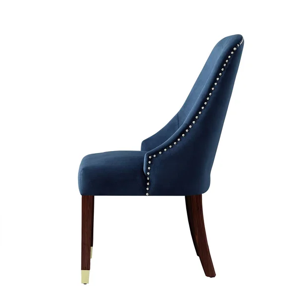 Inspired Home Cora Navy/Gold Velvet Metal Tip Leg Dining Chair (Set of 2)