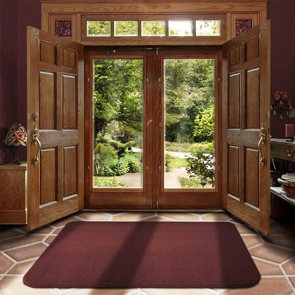 House, Home and More Skid-Resistant Carpet Indoor Area Rug Floor Mat - Burgundy Red - 4 Feet x 6 Feet