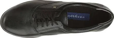 Easy Spirit Women's Motion Leather Low Top Lace Up Fashion Sneakers, Black, 5.5