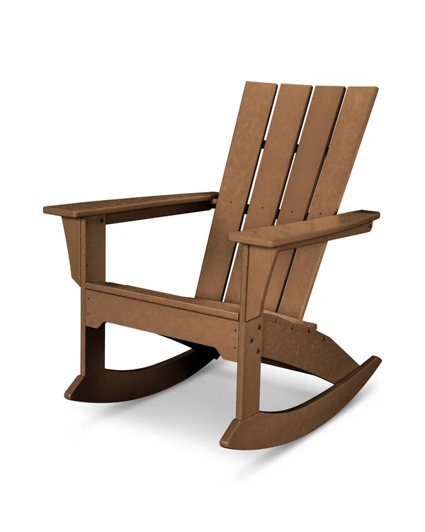 POLYWOOD Quattro Adirondack Rocker: Teak, 20.50" x 16.75" x 17.75"