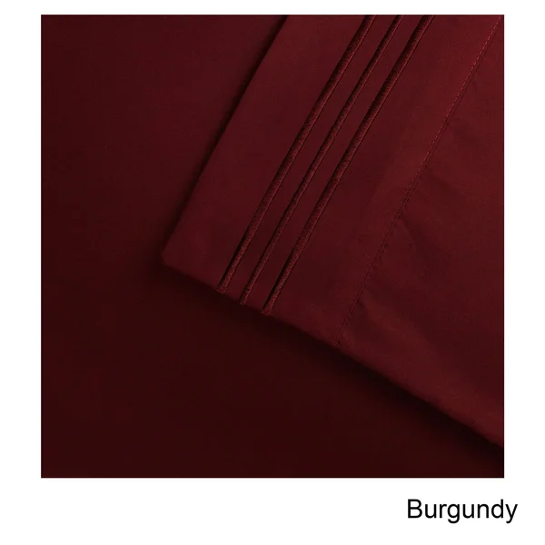 Superior Wrinkle Resistant Emboidered Microfiber Deep Pocket Sheet Set - California King - Burgundy
