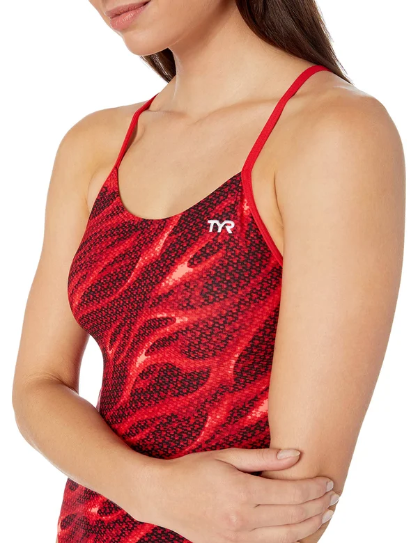 TYR Crea7a Women's Reaper Cutoutfit Swimsuit - Red, 30