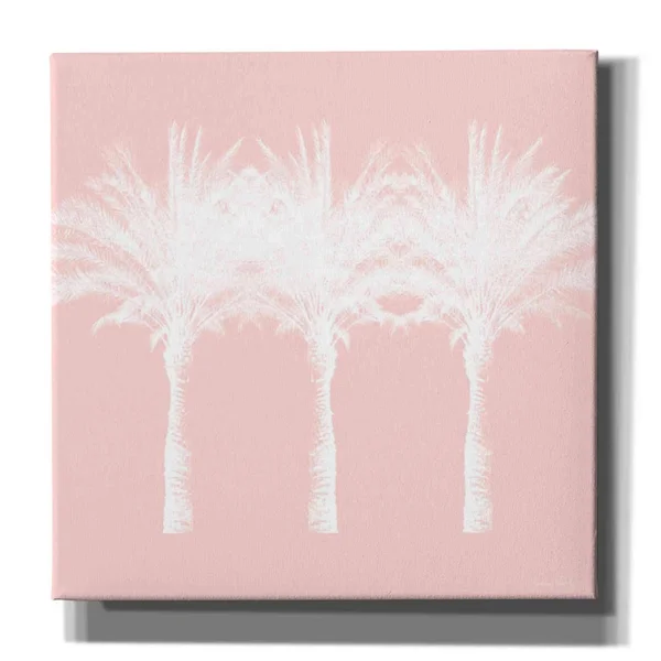 Epic Graffiti 'White and Pink Palm Trees' by Linda Woods - Canvas Wall Art, 18 inchx18 inch, Size: 18 x 18
