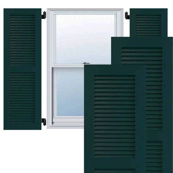Ekena Millwork CWL18X037DGC 18x22W x 37x22H Exterior Composite Louvered Shutters (Per Pair) - Black Forest Green
