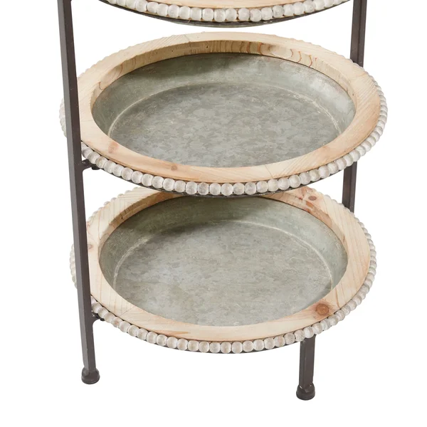 Decmode Grey Metal Farmhouse Tiered Server - 29 x 16 x 15 - 43392