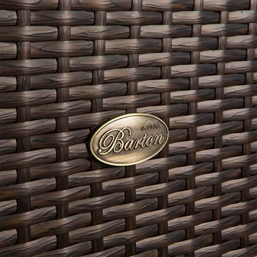 Barton Outdoor Storage Bench Rattan Style Deck Box with Cushion, 60-Gallon