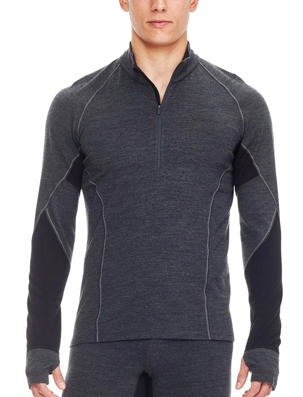 Icebreaker Men's Winter Zone LS Half Zip - Medium - Jet Heather, Black, Lunar