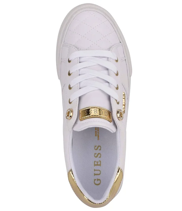 Guess Women's Loven Quilted Lace-Up Sneakers - White