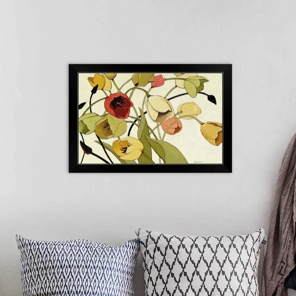 Tulip Toss, Black Framed Wall Art, 24x16, Great Big Canvas
