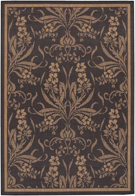 Couristan Recife Garden Cottage Area Rug - 8&6 inch Round, Black-Cocoa