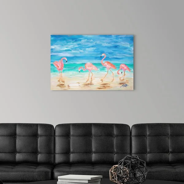 Flamingo Beach - Canvas Wall Art, 30x20, Great Big Canvas