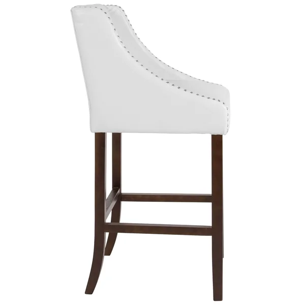 Lancaster Home 2 Pk. 30x22 High Transitional Barstool with Accent Nail Trim - 20x22W x 22x22D x 42x22H - Light Grey Leather