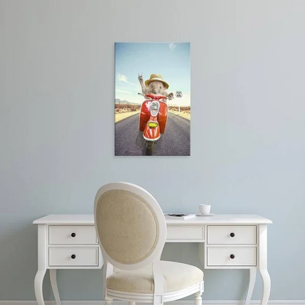 Easy Art Prints Tai Prints's 'Hedgehog Traveler' Premium Canvas Art - 24 x 16 - Classic Black Frame