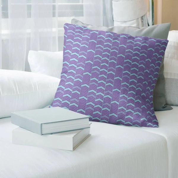 Porch & den Athens Lined Chevrons Throw Pillow - 14 x 14 - Purple & Teal - Faux Suede
