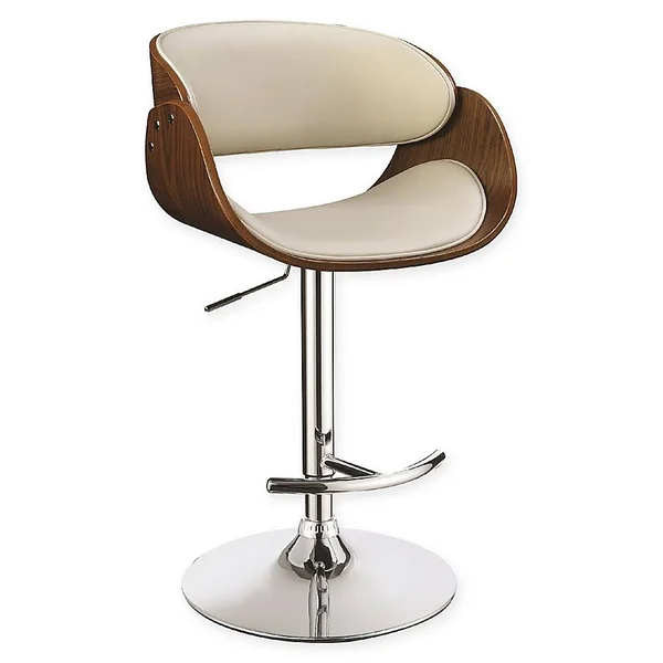 Greenbelt Faux Leather Adjustable Bar Stool in Ecru