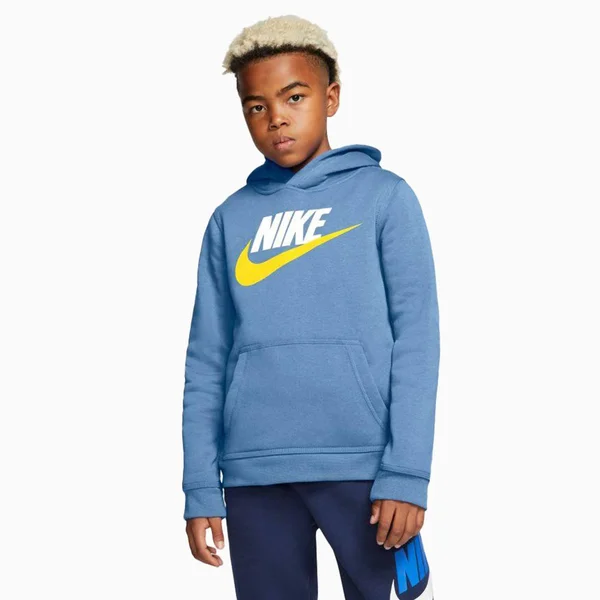 Nike Big Boys Club Fleece Sportswear Pullover Hoodie - Psychic Blue