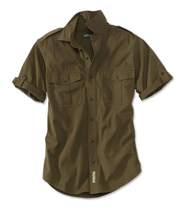 Short-Sleeved Bush Shirt for Men - Dark Olive, Size Medium, Orvis